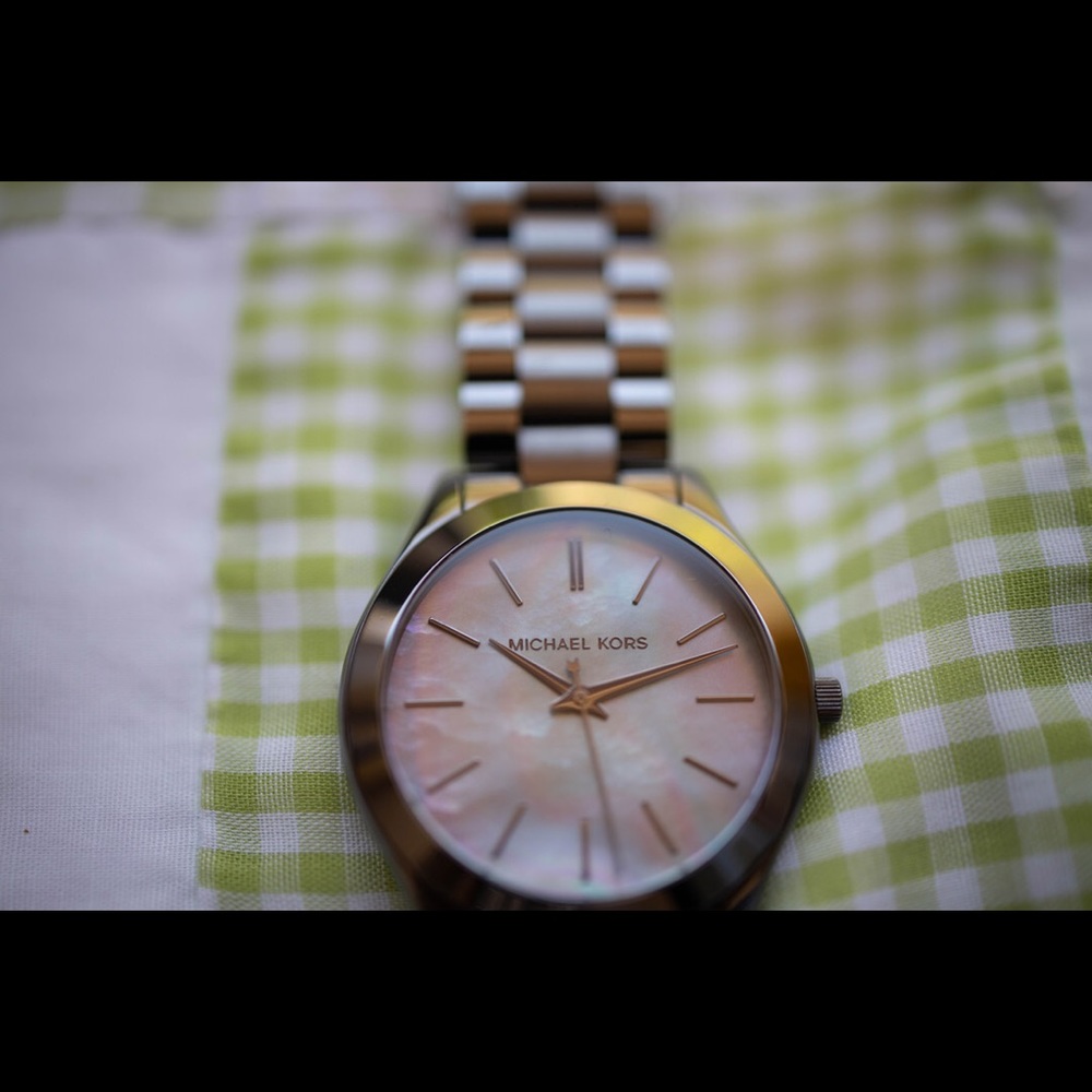 Michael Kors Slim Runway 42mm Watch, Mother of Pearl Face + Extra Links